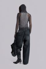 Naia Loose Knit Hooded Top in Charcoal - Image 7