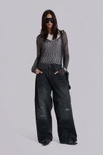 Naia Loose Knit Hooded Top in Charcoal - Image 8