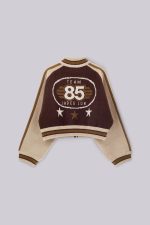 Brown Team 85 Knitted Bomber Jacket - Image 2