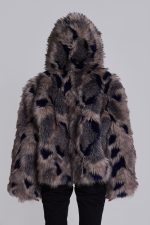 Mara Oversized Faux Fur Coat in Ashen - Image 8