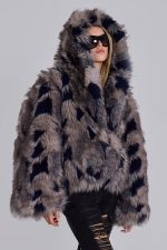 Mara Oversized Faux Fur Coat in Ashen - Image 10