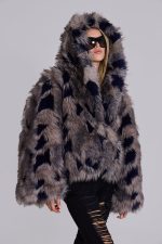 Mara Oversized Faux Fur Coat in Ashen - Image 11