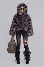 Mara Oversized Faux Fur Coat in Ashen - Image 12