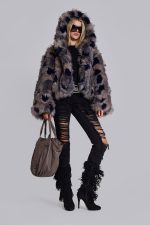 Mara Oversized Faux Fur Coat in Ashen - Image 14
