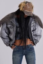 Alloy Denim Bomber Jacket in Grey - Image 7