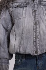 Alloy Denim Bomber Jacket in Grey - Image 9