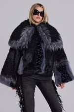 Oksana Patchwork Faux Fur Coat - Image 4