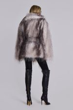 Haka Faux Feather Belted Fur Coat - Image 3