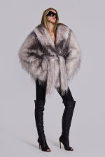 Haka Faux Feather Belted Fur Coat - Image 8