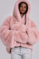 Mara Faux Fur Gloves in Pink - Image 3
