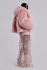 Mara Oversized Faux Fur Coat in Pink - Image 5