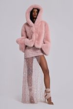 Mara Oversized Faux Fur Coat in Pink - Image 2