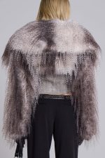 Haka Faux Feather and Fur Leather Jacket - Image 4