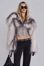 Haka Faux Feather and Fur Leather Jacket - Image 2