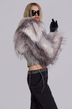 Haka Faux Feather and Fur Leather Jacket