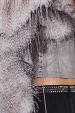 Haka Faux Feather and Fur Leather Jacket - Image 7