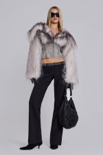 Haka Faux Feather and Fur Leather Jacket - Image 8