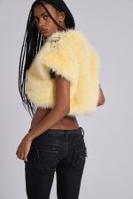 Saskia 2-in-1 Faux Fur Shrug in Yellow - Image 9