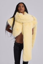 Saskia 2-in-1 Faux Fur Shrug in Yellow - Image 6