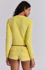 Lemon Velour Mini Shorts - Image 5