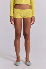 Lemon Velour Mini Shorts - Image 4