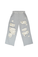 Distressed Grey Marl Baggy Monster Joggers - Image 8