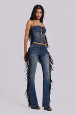 El Topo Fringe Bootcut Jeans in Blue Wash - Image 9