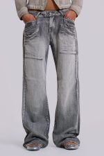 Hunter Loose Straight Leg Jeans in Grey Wash - Image 2
