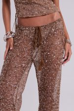 Deva Sequin Knit Trousers in Sand - Image 3