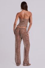 Deva Sequin Knit Trousers in Sand - Image 4