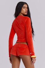 Tangerine Velour Cardigan - Image 5