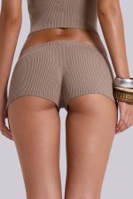 Azalea Button Knit Mini Shorts In Sand - Image 5