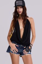 Studded Cross Denim Shorts - Image 5