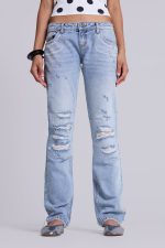 Rider Low Rise Straight Leg Jeans in Light Wash - Image 2