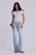 Rider Low Rise Straight Leg Jeans in Light Wash - Image 5