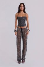 Deva Sequin Knit Trousers in Midnight - Image 5