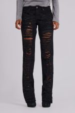 Zain Shredded Bootcut Jeans in Black - Image 2