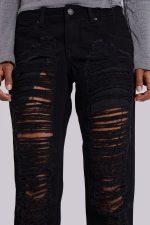 Zain Shredded Bootcut Jeans in Black - Image 5