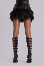 Viera Faux Fur and Leather Mini Skirt - Image 5