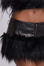 Viera Faux Fur and Leather Mini Skirt - Image 2