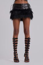 Viera Faux Fur and Leather Mini Skirt - Image 4