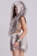 Haka Faux Feather Fur Mini Skirt - Image 3