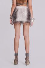 Haka Faux Feather Fur Mini Skirt - Image 5