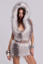 Haka Faux Feather Fur Mini Skirt - Image 2