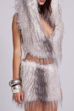 Haka Faux Feather Fur Mini Skirt - Image 6