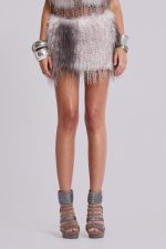 Haka Faux Feather Fur Mini Skirt - Image 4