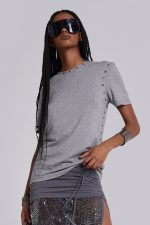 Studded Grey Mist T-Shirt - Image 2
