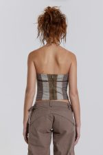 Demi Panelled Check Corset Top - Image 4