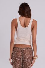Addison Sequin Vest Top in Sand - Image 3