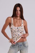 Addison Sequin Vest Top in Sand - Image 6